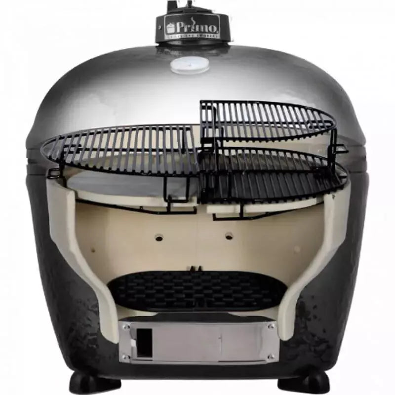 Primo Ceramic Grills Junior Oval Ceramic Charcoal All-In-One Kamado Grill Head on Wheeled Cradle