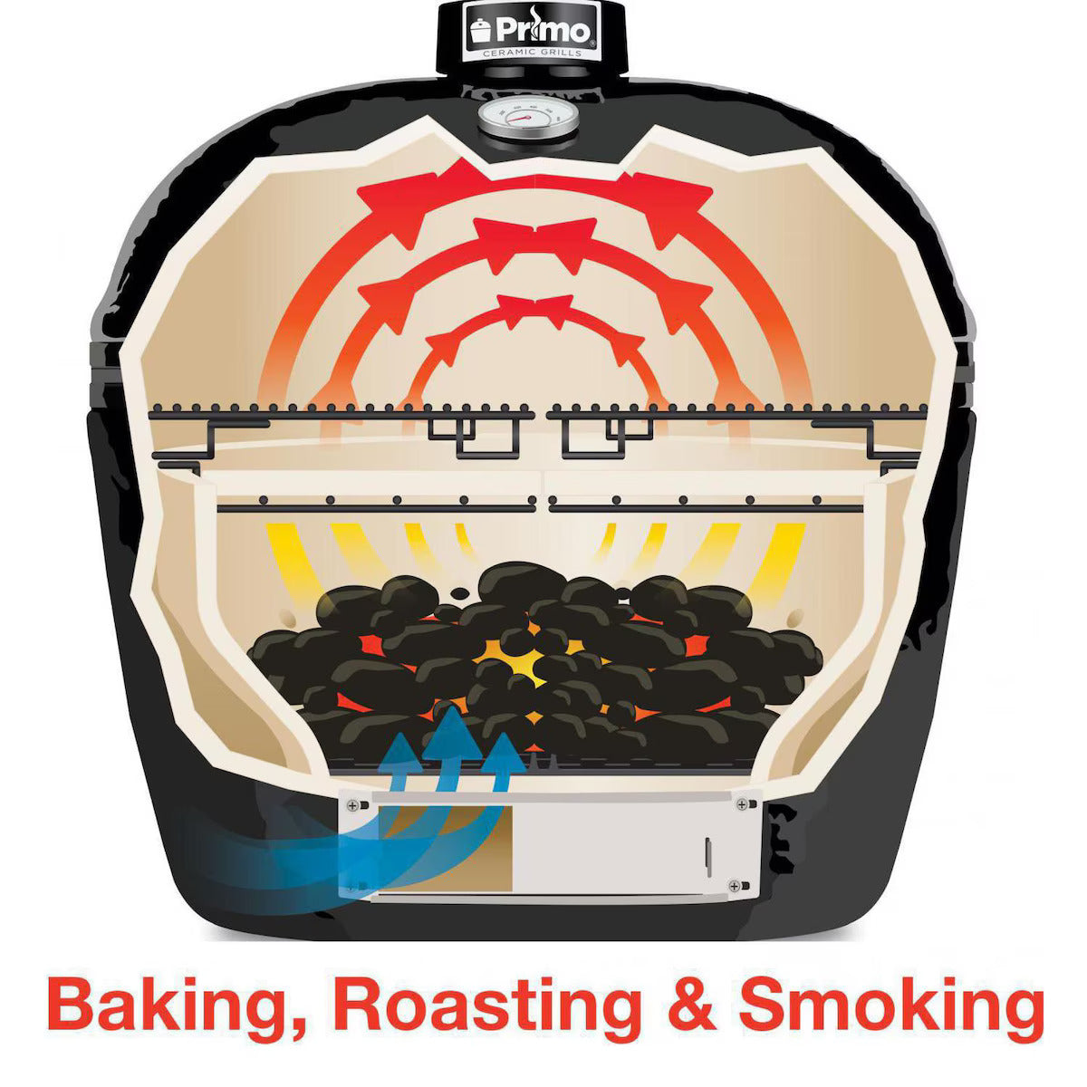 Primo Ceramic Grills Oval Large 3000 Series Charcoal Grill/Smoker  Primo Ceramic Grills