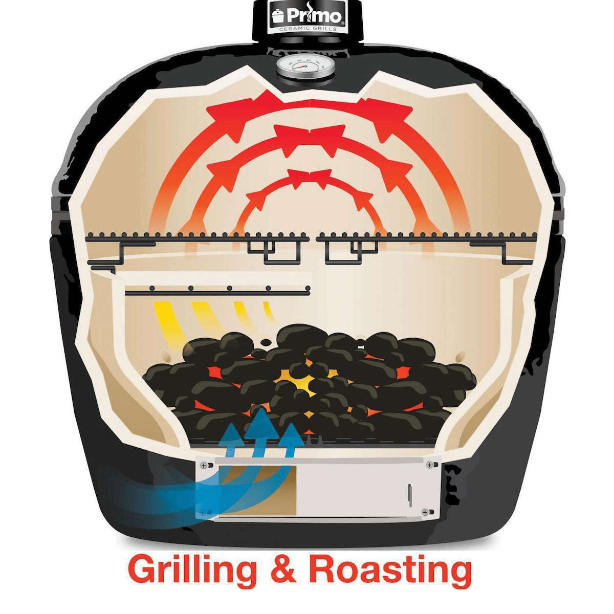 Primo Ceramic Grills Oval Large 3000 Series Charcoal Grill/Smoker  Primo Ceramic Grills