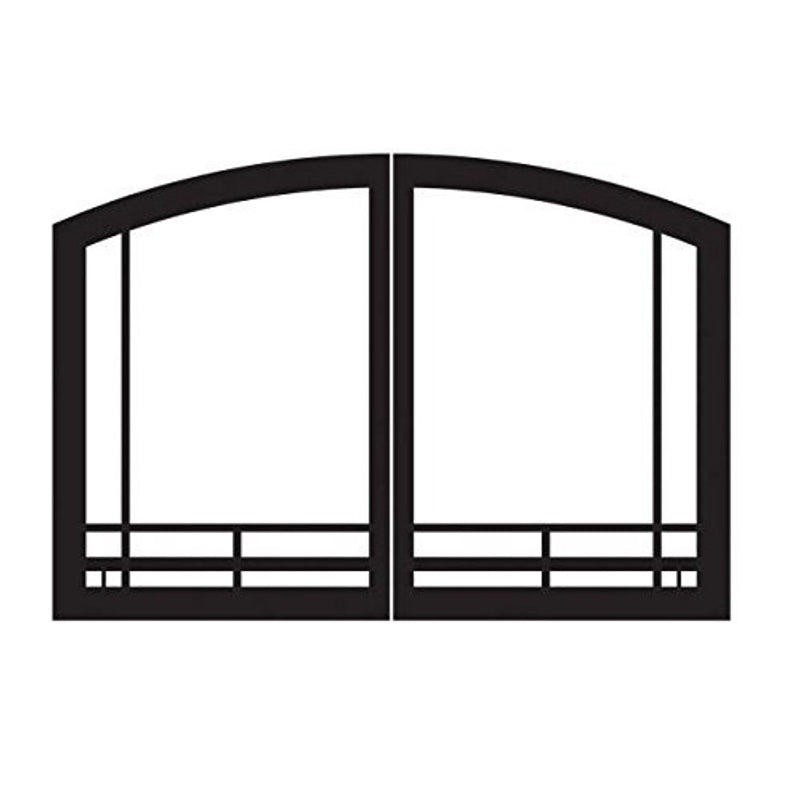 White Mountain Hearth 36" Door Frame, Black, Arch + Door Set, 36S,  Hammered Pewter, Mission Arch  Fam Noble