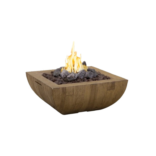 American Fyre Designs Reclaimed Wood Bordeaux Sq. Fire Bowl