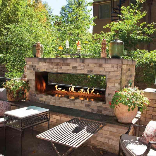 White Mountain Hearth Outdoor Stainless Steel Carol Rose Linear See Through Fireplace