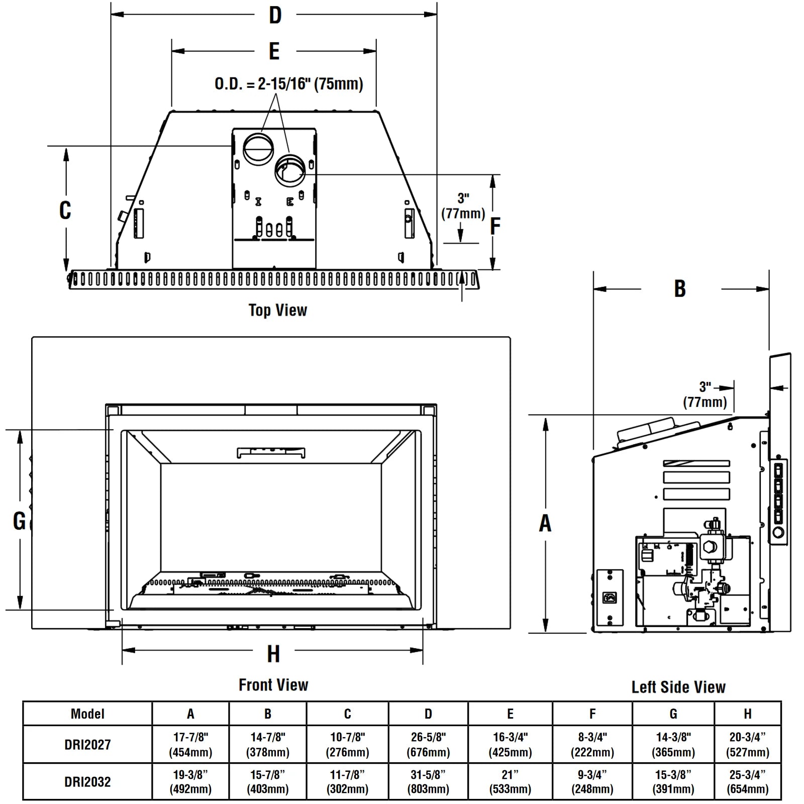 Superior Medium Direct Vent Gas Insert Electronic Ignition  Superior Fireplaces