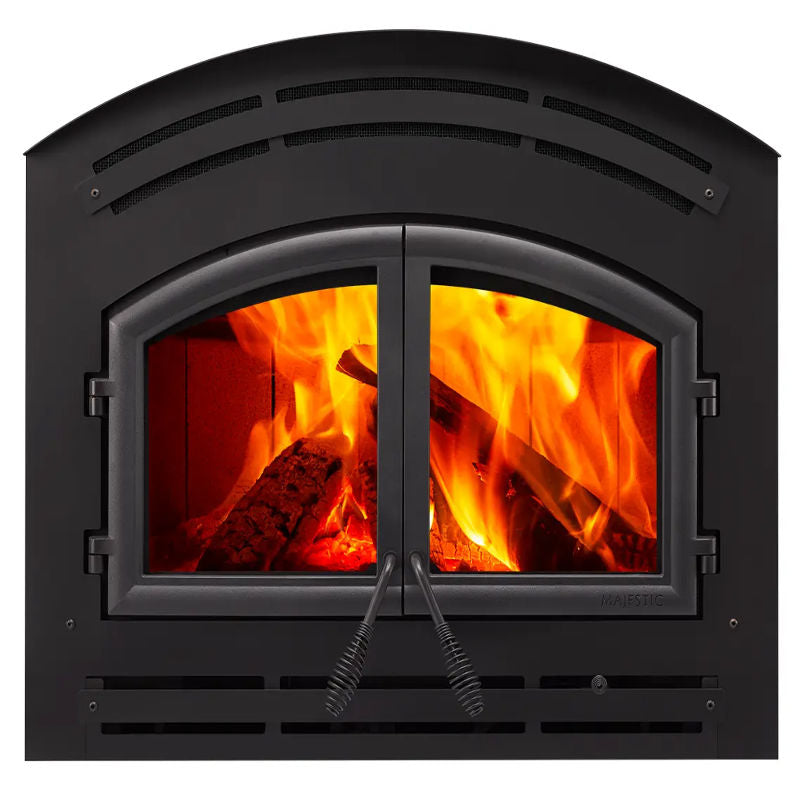 Majestic Warm Majic Wood Fireplace with Black Cabinet Style Doors