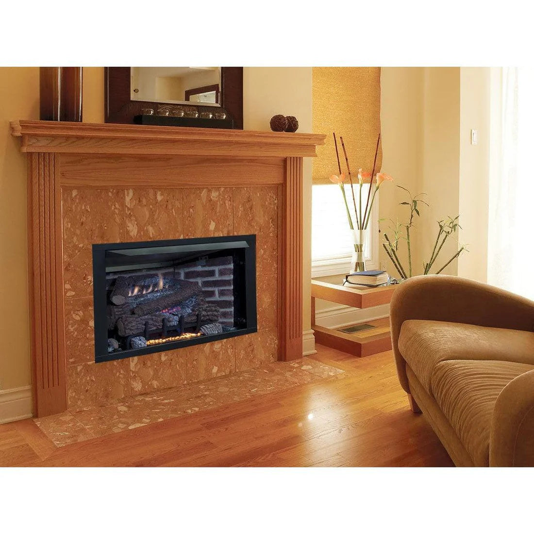 Superior Radiant Vent Free Fireplace System + Boulder Mountain Logs  Superior Fireplaces