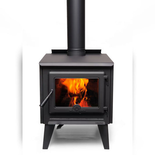 True North TN25C Wood Stove with Pedestal - Metallic Black