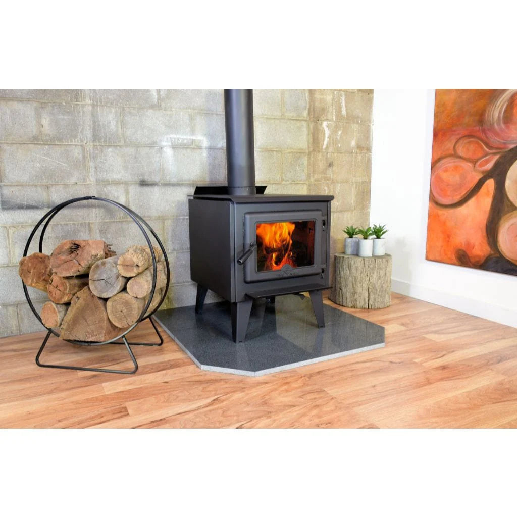 True North Stove 20, Wood, Leg, Met Black, Series B, Complete with Cast Iron Door, Side Shields & Legs  True North