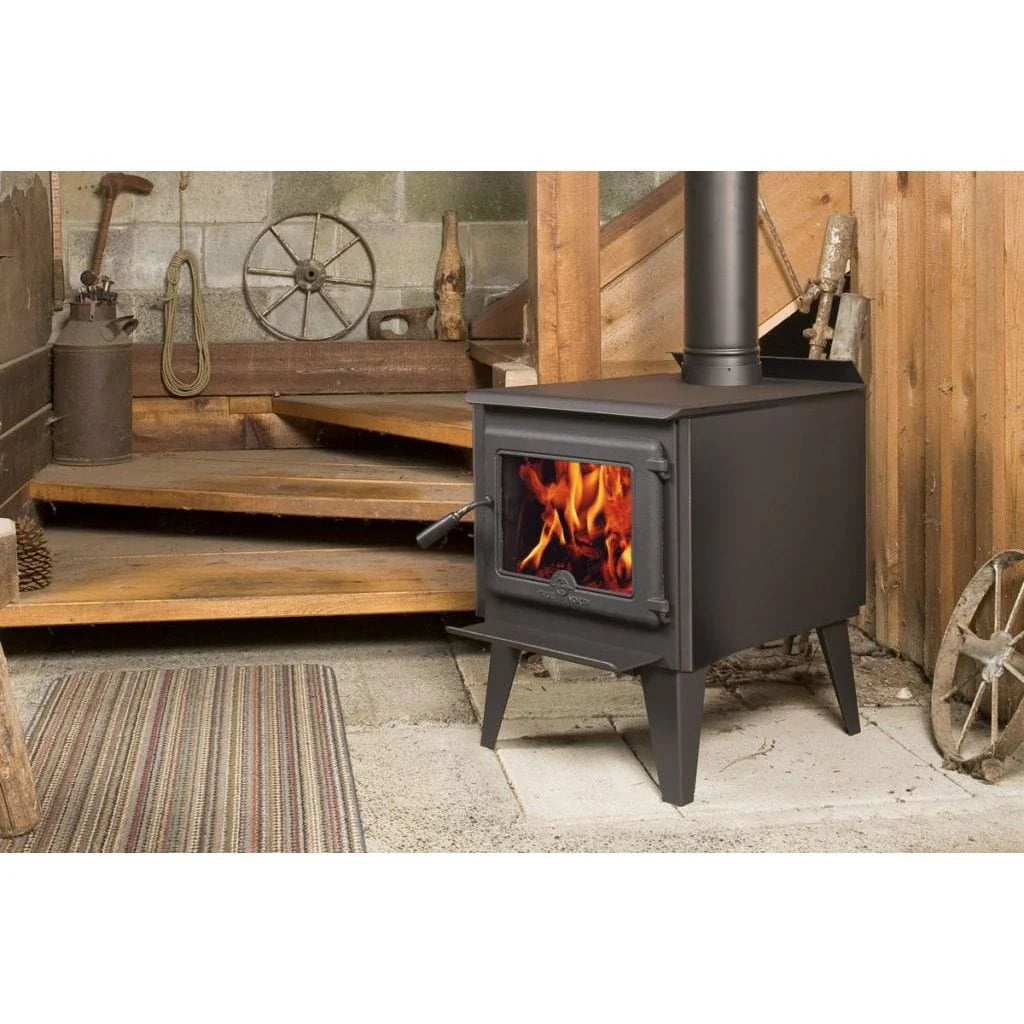True North Stove, TN20, Wood, Series B, Met Black, Complete with Cast Iron Door, Side Shields & Base  True North