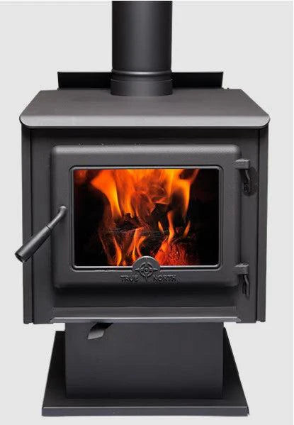 True North Stove, TN20, Wood, Series B, Met Black, Complete with Cast Iron Door, Side Shields & Base  True North