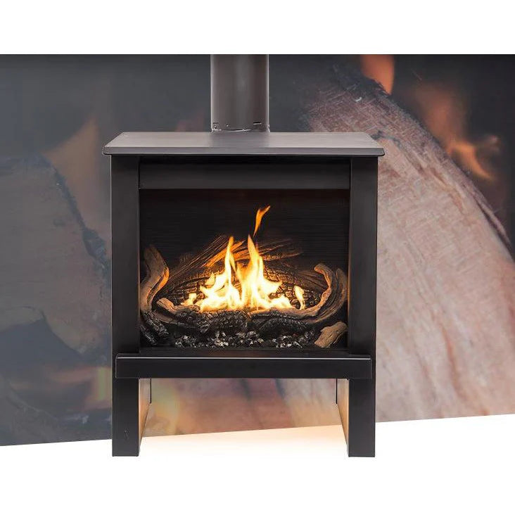 True North Direct Vent Gas Stove Complete W Log Burner, Panels, Light and Sit Remote  True North
