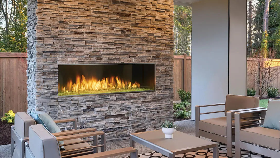 Majestic Lanai Outdoor Linear Fireplace  Majestic