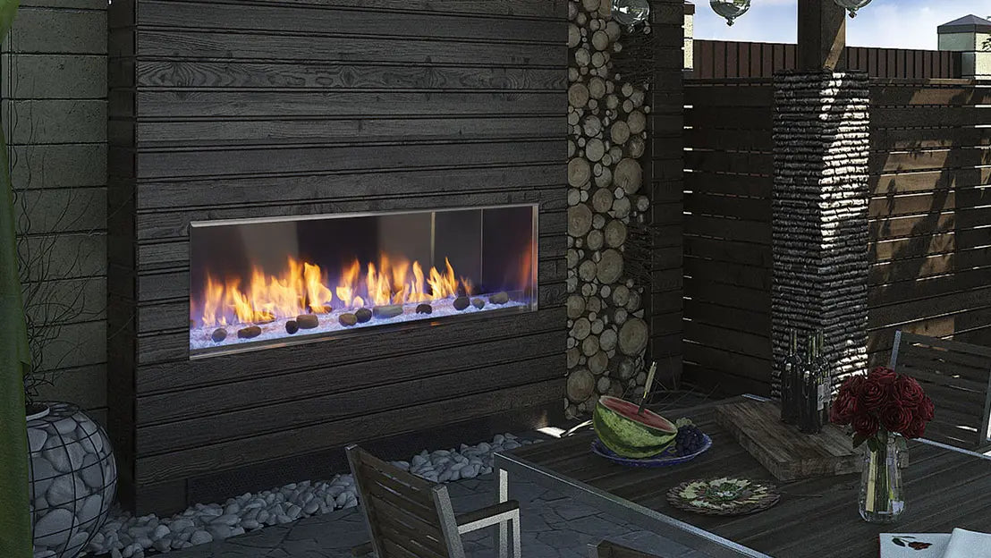 Majestic Lanai Outdoor Linear Fireplace  Majestic