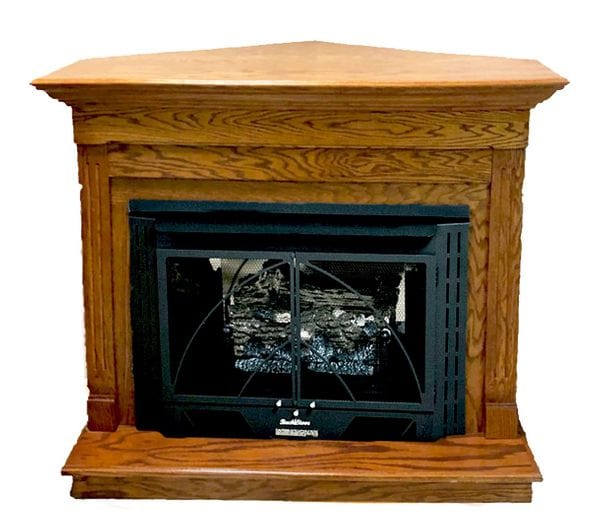 Buck Stove Corner Contemporary Mantel  Fam Noble