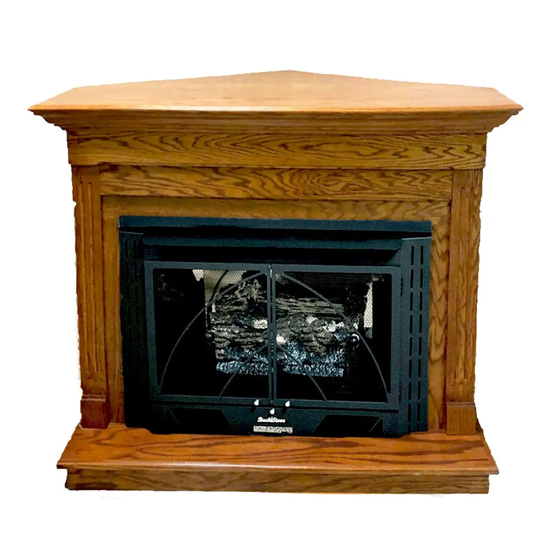Buck Stove Corner Contemporary Mantel  Fam Noble