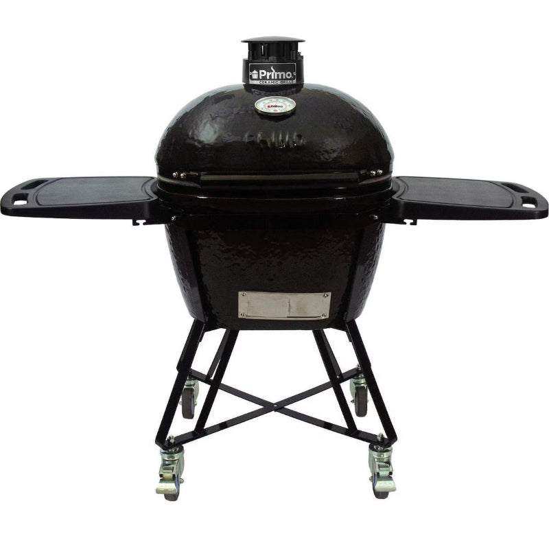 Primo Ceramic Grills Large Oval Ceramic Charcoal All-In-One Kamado Grill Head on Wheeled Cradle