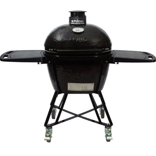 Primo Ceramic Grills Large Oval Ceramic Charcoal All-In-One Kamado Grill Head on Wheeled Cradle