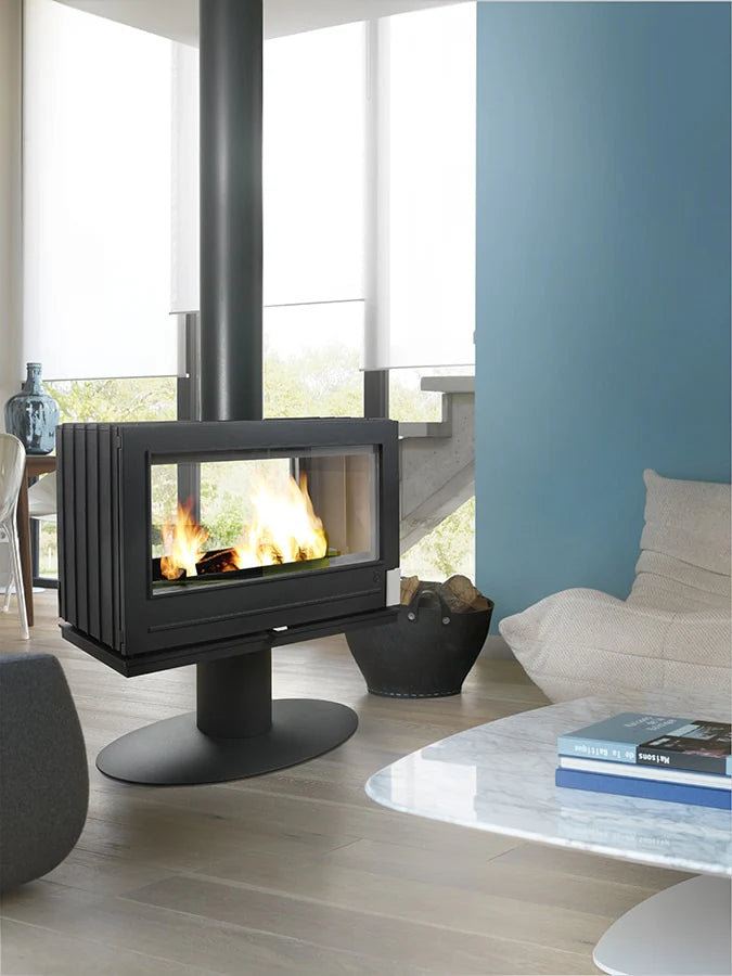 Invicta Nelson Grey (Anthracite) See-Thru Freestanding WoodStove  Invicta