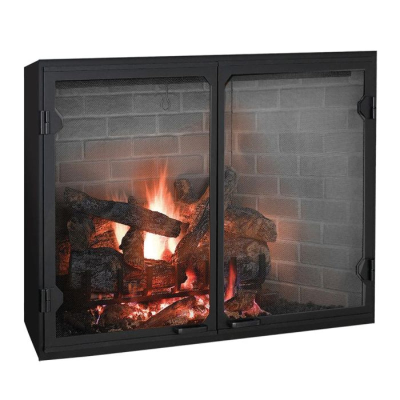Majestic Biltmore Radiant Wood Burning Fireplace with Herringbone Brick Panels
