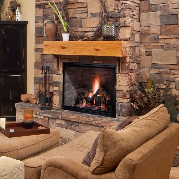 Majestic Biltmore Radiant Wood Burning Fireplace with Herringbone Brick Panels  Majestic