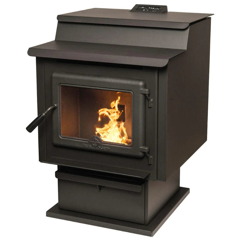 True North TN40 Pellet Stove - Complete with Cast Iron Door, Blower, and Base