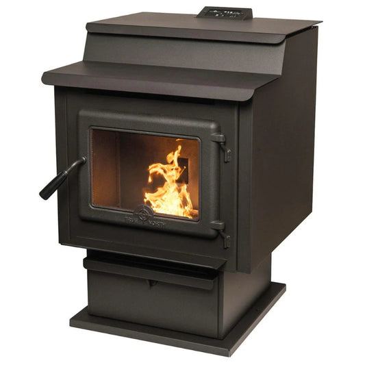 True North TN40 Pellet Stove - Complete with Cast Iron Door, Blower, and Base