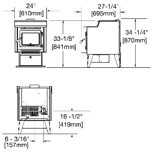 True North TN40 Pellet Stove - Complete with Cast Iron Door, Blower, and Base  True North