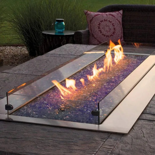 White Mountain Hearth Carol Rose Linear Outdoor Fire Pit Wind Deflector Glass, Tall 48"